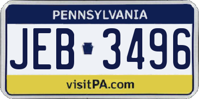 PA license plate JEB3496