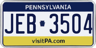 PA license plate JEB3504