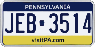 PA license plate JEB3514