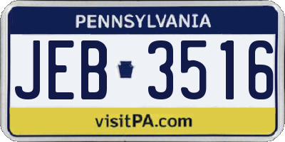 PA license plate JEB3516