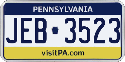 PA license plate JEB3523