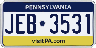 PA license plate JEB3531