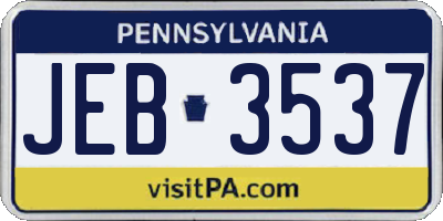 PA license plate JEB3537