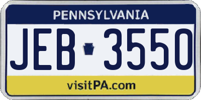 PA license plate JEB3550