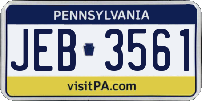 PA license plate JEB3561