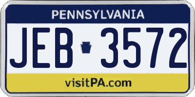 PA license plate JEB3572