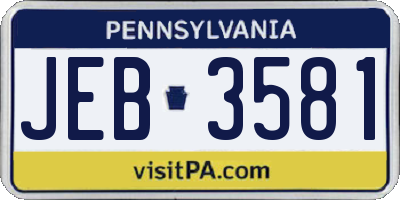 PA license plate JEB3581