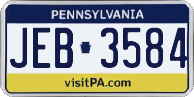 PA license plate JEB3584