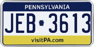 PA license plate JEB3613