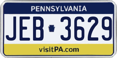 PA license plate JEB3629