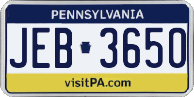 PA license plate JEB3650