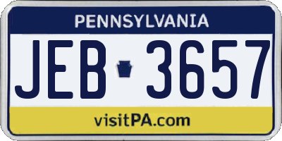 PA license plate JEB3657