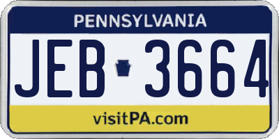 PA license plate JEB3664