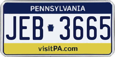 PA license plate JEB3665