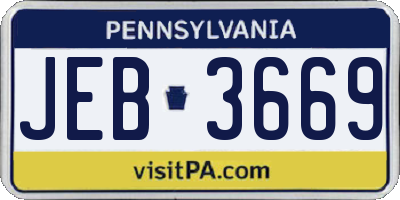 PA license plate JEB3669