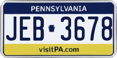 PA license plate JEB3678