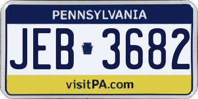 PA license plate JEB3682