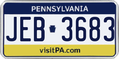 PA license plate JEB3683