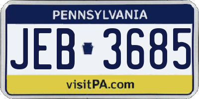PA license plate JEB3685