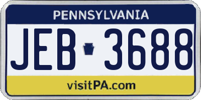PA license plate JEB3688