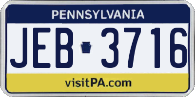PA license plate JEB3716