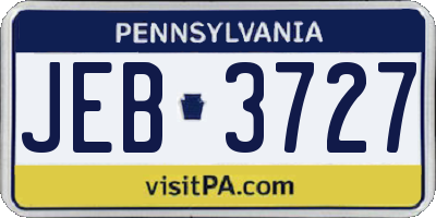 PA license plate JEB3727
