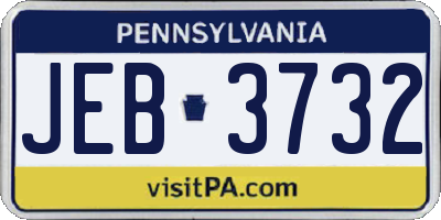 PA license plate JEB3732