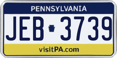 PA license plate JEB3739
