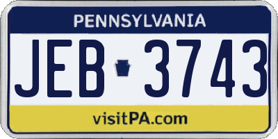 PA license plate JEB3743