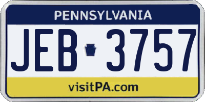 PA license plate JEB3757