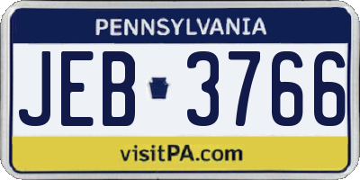 PA license plate JEB3766