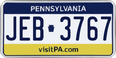 PA license plate JEB3767