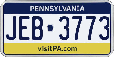 PA license plate JEB3773