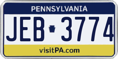 PA license plate JEB3774