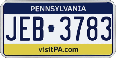 PA license plate JEB3783