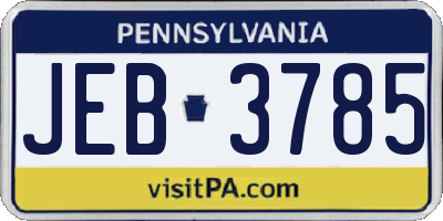 PA license plate JEB3785