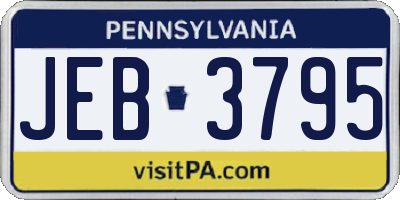 PA license plate JEB3795