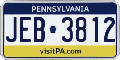 PA license plate JEB3812