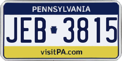 PA license plate JEB3815