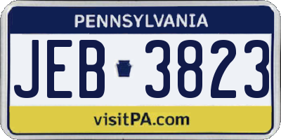 PA license plate JEB3823