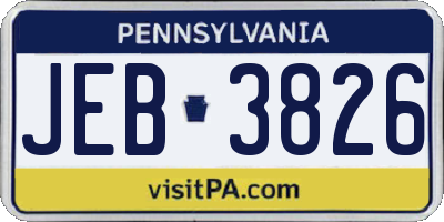 PA license plate JEB3826