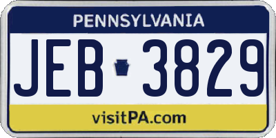 PA license plate JEB3829