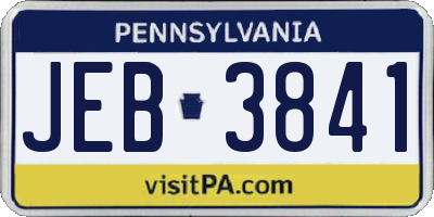 PA license plate JEB3841