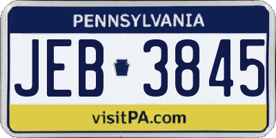 PA license plate JEB3845