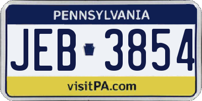 PA license plate JEB3854