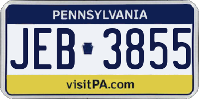 PA license plate JEB3855