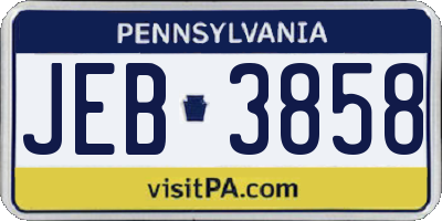 PA license plate JEB3858