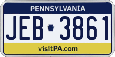 PA license plate JEB3861