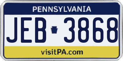 PA license plate JEB3868