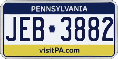 PA license plate JEB3882